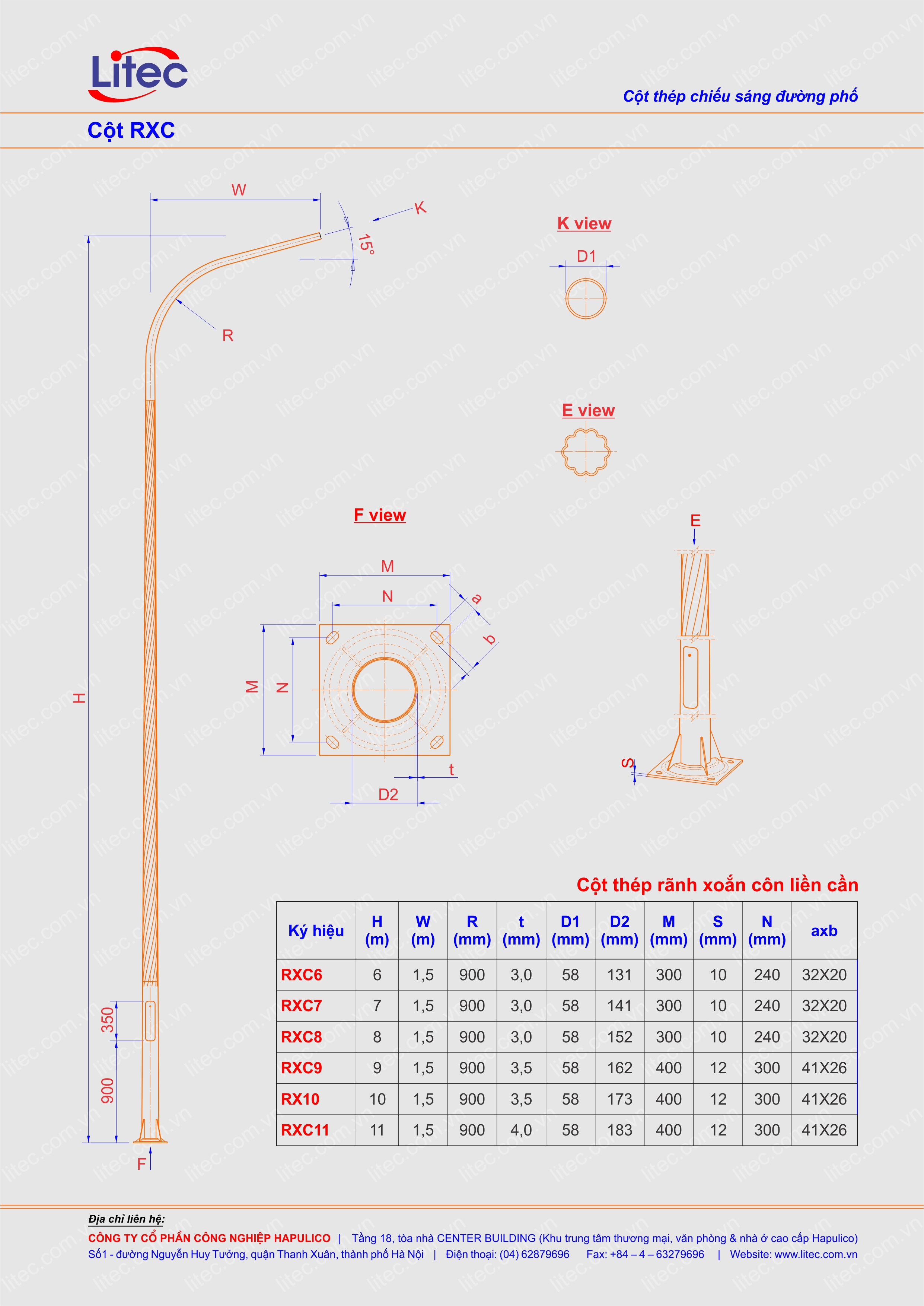 Cột RXC - Cột kẻ xoắn liền cần